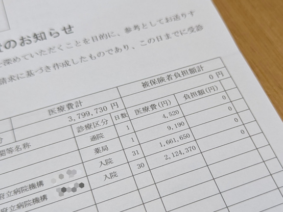 健康保険医療費のお知らせ

医療費計 3799730 円