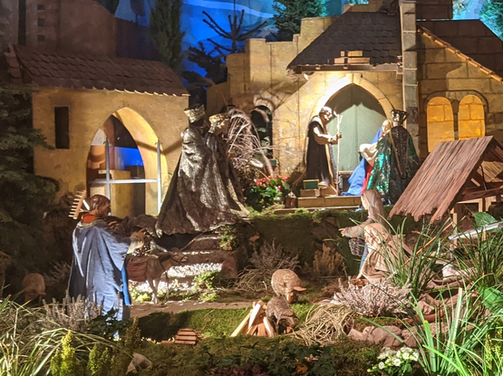 Part of the nativity scene, a few years ago. The whole setup is larger than my living room.
