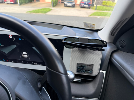 3D printed sunglasses holder, mounted in my car. 